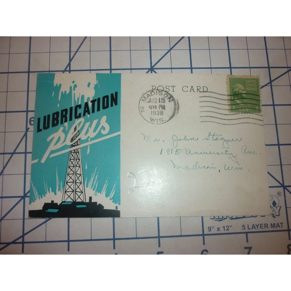 Vtg 1938 Nash Motors Advertising Postcard Hughes-Newman Madison WI Gas Oil Art